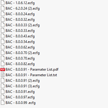 BAC ecfg files